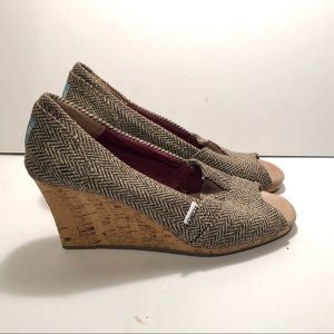 Toms herringbone peep toe shoes women’s 8
